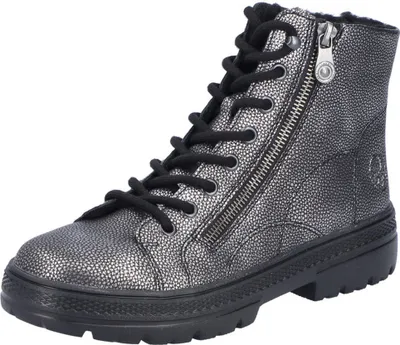 Produktbild von Rieker Damen Stiefelette Schnürboot Warmfutter Profilsohle N0031, Größe:41 EU, Farbe:Silber