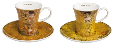Produktbild von 2x Gustav Klimt Espressotassen Adele Bloch-Bauer + Der Kuss Goebel Porzellan