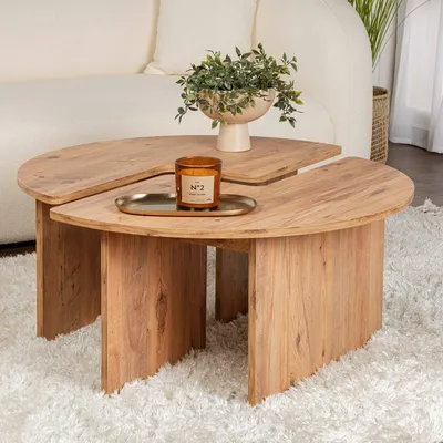 Image de Tairn - Table basse, 90x90x41h cm Marron Pin, Forme Carrée