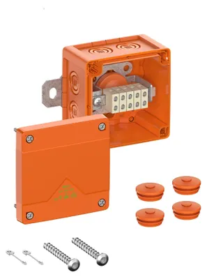 Productafbeelding van Spelsberg kabelverdeeldozen E90, 100x100x70mm, met klemmen voor 5 polen, 1,5mm², aansluiting M25, 1 stuk.