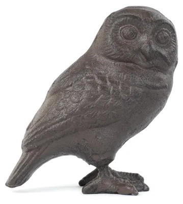 Imagen del producto de Moritz, figura decorativa de búho, 15 cm, hierro fundido, color marrón, aspecto antiguo. Figura decorativa con diseño de búho, con plumas detalladas, ideal para jardines, terrazas, balcones y alféizares