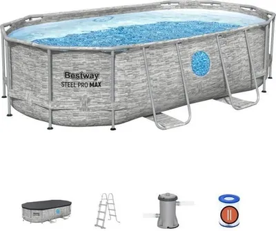 Image de Piscine Hors Sol Tubulaire Bestway Steel Pro MAX, 427 x 250 x 100 cm, Ovale, Avec Filtre, Échelle et Bâche