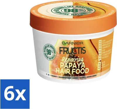 Immagine prodotto di Garnier - Fructis Hair Food Papaya - Maschera 3 in 1 per capelli stressati - 400 ml - confezione risparmio - 6 pezzi