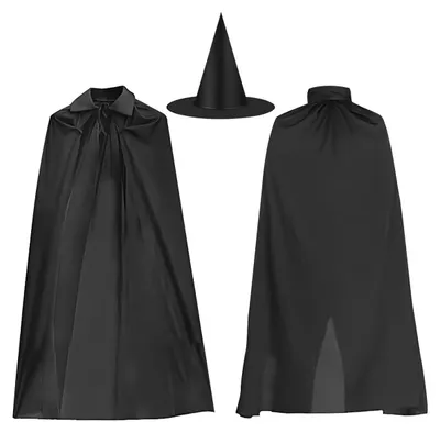 Imagen del producto de Capa de vampiro niños - Negra - Sombrero de bruja - Disfraz de Halloween - 120 cm