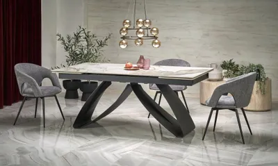 Image de Table extensible Hilario marbre blanc / noir