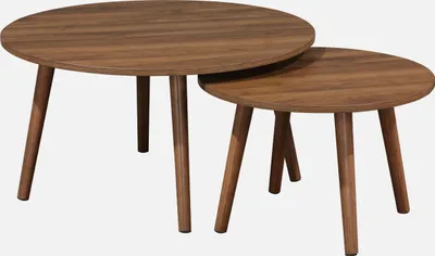 Produktbild von sweeek - Set aus 2 runden Couchtischen - Nussbaumfarben