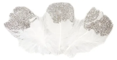 Imagen del producto de 25 plumas brillantes blancas y plateadas de 7,5 cm para decoración - Talla única