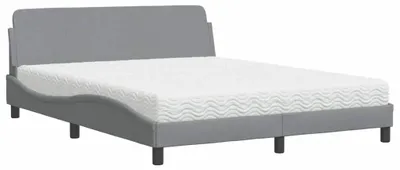 Image de vidaXL Lit avec matelas "Dover" gris clair 160x200 cm Tissu