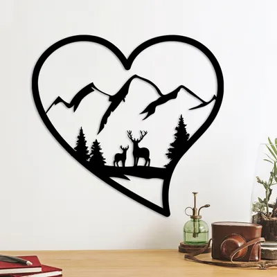Image de Wallity, Mother And Son 3, Accessoire mural décoratif en métal, noir, 100 % METAL, 51 x 54 cm