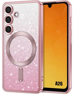 Image de Coque pour Samsung Galaxy A26 5G, Silicone avec Cercle Magnétique Protection Caméra - Rose Scintillant
