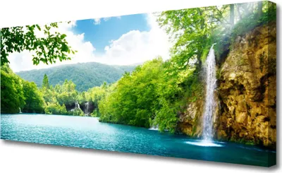 Produktbild von Tulup Leinwand-Bilder 125x50 Wandbild Canvas Kunstdruck Wasserfall See Bäume Natur