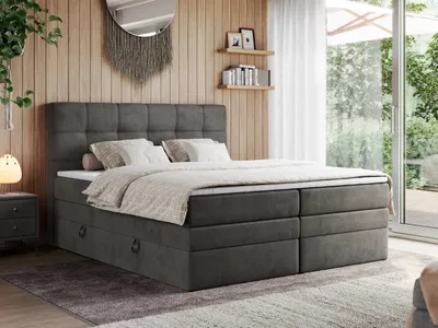 Produktbild von Boxspringbett, Polsterbett, Bett, Schlafzimmer - ERNI-KING - 200 x 200 cm - Dunkelgrau - H4