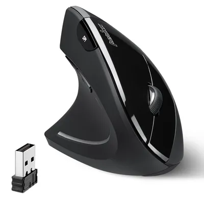 Obrázek produktu pro Myš bezdrátová - Levoruká - Vertikální ergonomický design - 800 / 1200 / 1600 DPI - Černá