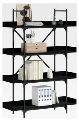 Produktbild von Bücherregal, 4 Ebenen, Schwarz, 100 x 33 x 145,5 cm, Holzwerkstoff