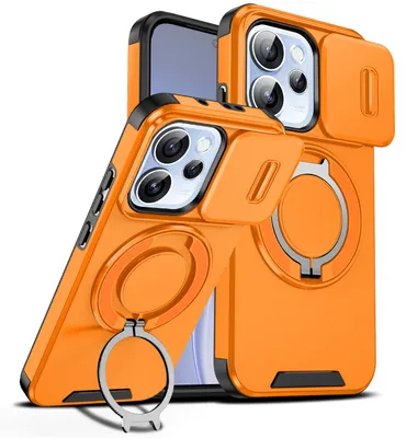 Produktbild von Handyhülle für Oppo Reno15 Dual-Layer Stoßfest Militär Hülle mit Dia Kameraschutz, Magnetisch Ring Ständer Orange