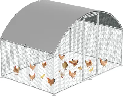 Immagine prodotto di Recinto per polli ruspanti - pollaio con tetto a cupola in metallo, porta e chiavistello - recinto per polli ruspanti, piccoli animali e piante - 3x2x2m con 6 m² di superficie calpestabile