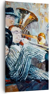 Produktbild von Bild auf Leinwand - Leinwandbild - Jazz Musik Musiker - 65x120cm - Wand Bild - Wanddeko - Leinwanddruck - Bilder - Kunstdruck - Wanddekoration - Leinwand bilder - Wandkunst - PA65x120-3422