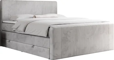 Produktbild von Boxspringbett, doppelbett mit Multipocket-Matratze und zwei Bettkästen - KING DOREN - 180x200cm - Hellgrau - H3