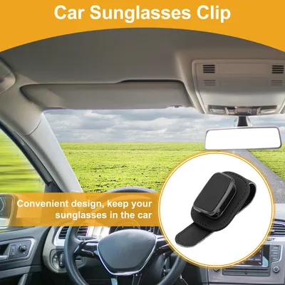 Image de Clip Pour Lunettes De Soleil Universel Pour Voiture Porte-Lunettes De Visière En Cuir synthétique, Métal Noir 10X4Cm 1 Pc