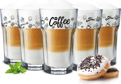 Produktbild von 6 Kaffeegläser 300ml Latte Macchiato Gläser Teeggläser Cocktailgläser Caipirinha(Ohne Löffel)