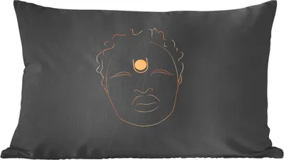 Produktbild von MuchoWow® Zierkissen Sofakissen Wohnzimmer Dekokissen 60x40 cm Frau - Strichzeichnung - Gold - Schwarz - Kopfkissen - Polster mit Foto