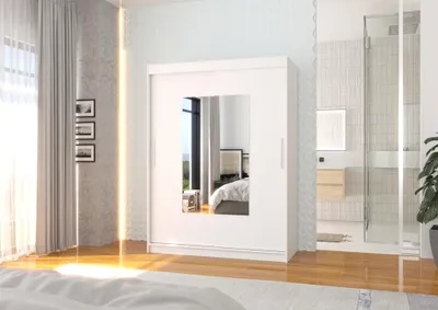 Obrázek produktu pro Šatní skříň se zrcadlem 150 cm GAKRIS - bílá