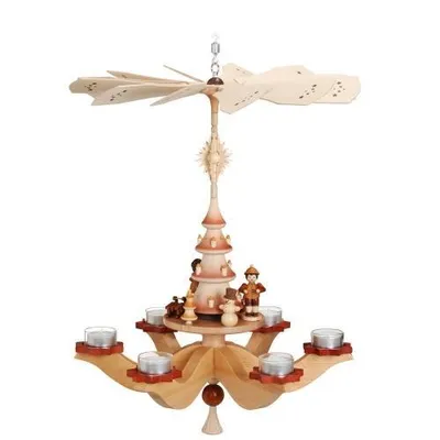Produktbild von Hängepyramide Winterkinder mit Schneemann natur HxLxB 37x37x42cm NEU