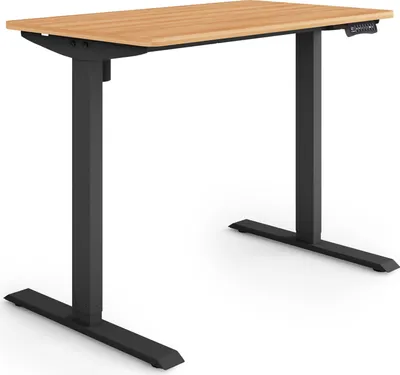 Produktbild von ESMART Germany ETX-121BM 100 x 60 cm Ahorn-Nachbildung Ergonomischer Steh-Sitz-Schreibtisch Stufenlos elektrisch höhenverstellbar 73,5 - 123,5 cm 3x Memory USB Ladeport Aktivitätserinnerung Soft-Start/Stopp