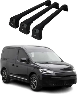Image de Barres De Toit Transversales pour VW Caddy Maxi 2021-2025 VU Aluminium Noir 3x