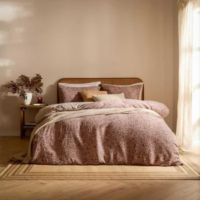 Produktbild von Yard - "Perrie Leaf Muslin" Bettwäsche-Set, Baumwolle, wendbar RV3659 (Doppelbett) (Zimt)