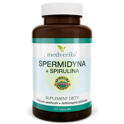 Produktbild von Medverita Spermidin 5 mg + Spirulina Pacifica® – 120 Kapseln | Weizenkeimextrakt 5% Spermidin | Nahrungsergänzung