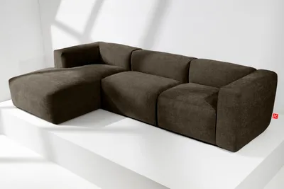 Obrázek produktu pro KONSIMO rohová pohovka levá s extrémně měkkým a pohodlným sedákem "BUFFO", hnědá, tkaná látka, Boho ,297x73x172/96 cm