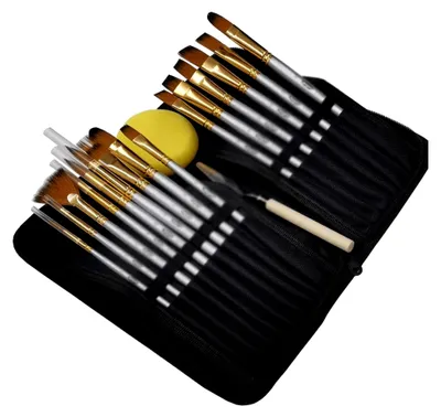 Produktbild von 17-teiliges Malpinsel-Set mit Nylon-Pinseln und Palette