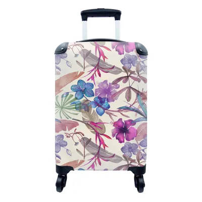 Produktbild von MuchoWow® Koffer Handgepäck Trolley Rollkoffer Kleine Reisekoffer mit 4 Rollen - Blumen - Regenbogen - Dschungel - Muster - Vintage - Cabin Size < 55x40x23 cm & 55x40x20 cm - Fotokoffer - Kabinenkoffer - Boardgepäck - Reise-Box - Reisekoffer - Reisegepäck - Koffer mit Bild - Trolley für Kinder