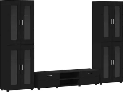 Produktbild von TV-Schrankset mit Schubladen FLORIN 3 pcs Schwarz Holzwerkstoff