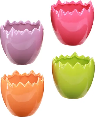 Produktbild von Deko Osterei Übertopf Keramik Bunt Ø11cm 4er Set Ostern, 4 Stück