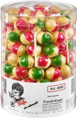Zdjęcie produktu dla Küfa owocowy lizak kulkowy o smaku owocowym 100 sztuk 1800g