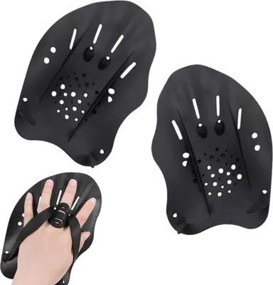 Produktbild von Handpaddel zum Schwimmen, 1 Paar Schwimmpaddel Schwimmpalme Hand Paddles Schwimmtraining Handpaddel mit Verstellbaren Riemen Schwimmtrainingshilfe für Erwachsene Kinder Unisex