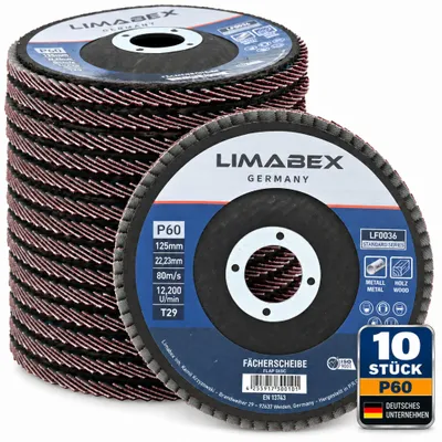 Produktbild von Fächerscheiben 125 mm Holz Metall P60 Lamellenscheiben 10 Stück