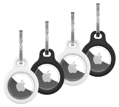 Imagen del producto de Funda de silicona FIXED Silky para Apple AirTag, pack de 4 unidades, 2 negras + 2 blancas