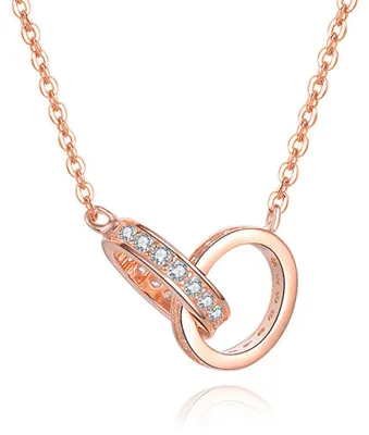 Produktbild von Gold-plated necklace with connected rings AGS1229 / 47-ROSE