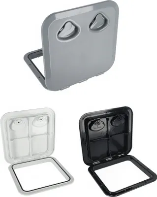 Produktbild von Inspektionsluke, 370 x 375 mm, Weiß/Grau/Schwarz, schlagfest & wasserdicht, abschließbar Größe: Weiß