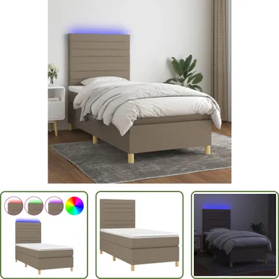 Produktbild von The Living Store Boxspringbett mit Matratze & LED Taupe 90x190 cm Stoff