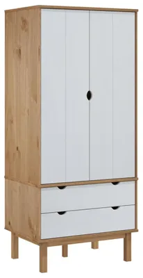 Obrázok produktu pre vidaXL Šatníková skriňa OTTA Brown&White 76,5x53x172 cm Masívne borovicové drevo