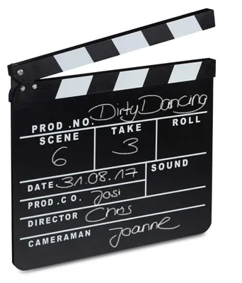 Produktbild von Relaxdays Filmklappe Holz, Regieklappe, Synchronklappe, Clapperboard, beschriftbar, Deko, H x B: 26 x 30 cm, schwarz
