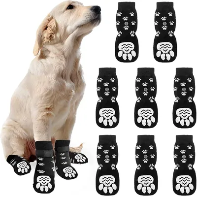 Immagine prodotto di Calzini antiscivolo per cani con velcro (confezione da 8 pezzi)
