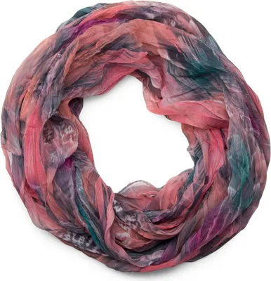 Produktbild von styleBREAKER Damen Loopschal Feder Muster Batik Style | leichter Schlauchschal mit Crash Crinkle Optik | weiches Halstuch für Frühling und Sommer
