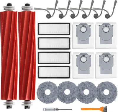 Produktbild von Zubehör für Roborock QV 35A/QV 35S/QR 598/QR 798 Staubsauger, Ersatzteile mit 2 Hauptbürste, 4 Hepa Filter, 4 Wischpads, 4 Staubbeutel, 6 Seitenbürsten, 1 Bürste, 1 Schraubendreher 22 Stück