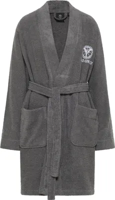 Produktbild von CARLO COLUCCI Bademantel Kimono-Stil Vito | 100 % Baumwolle | Frottier | knielang | Logostickerei & Logoschriftzug | Gürtel | L | Anthrazit