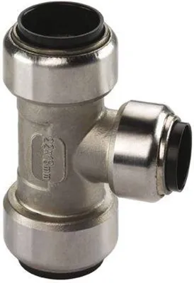 Produktbild von Edelstahl Steckfitting Tectite T-Stück Mittelabgang reduziert 22 x 18 x 22 mm DVGW